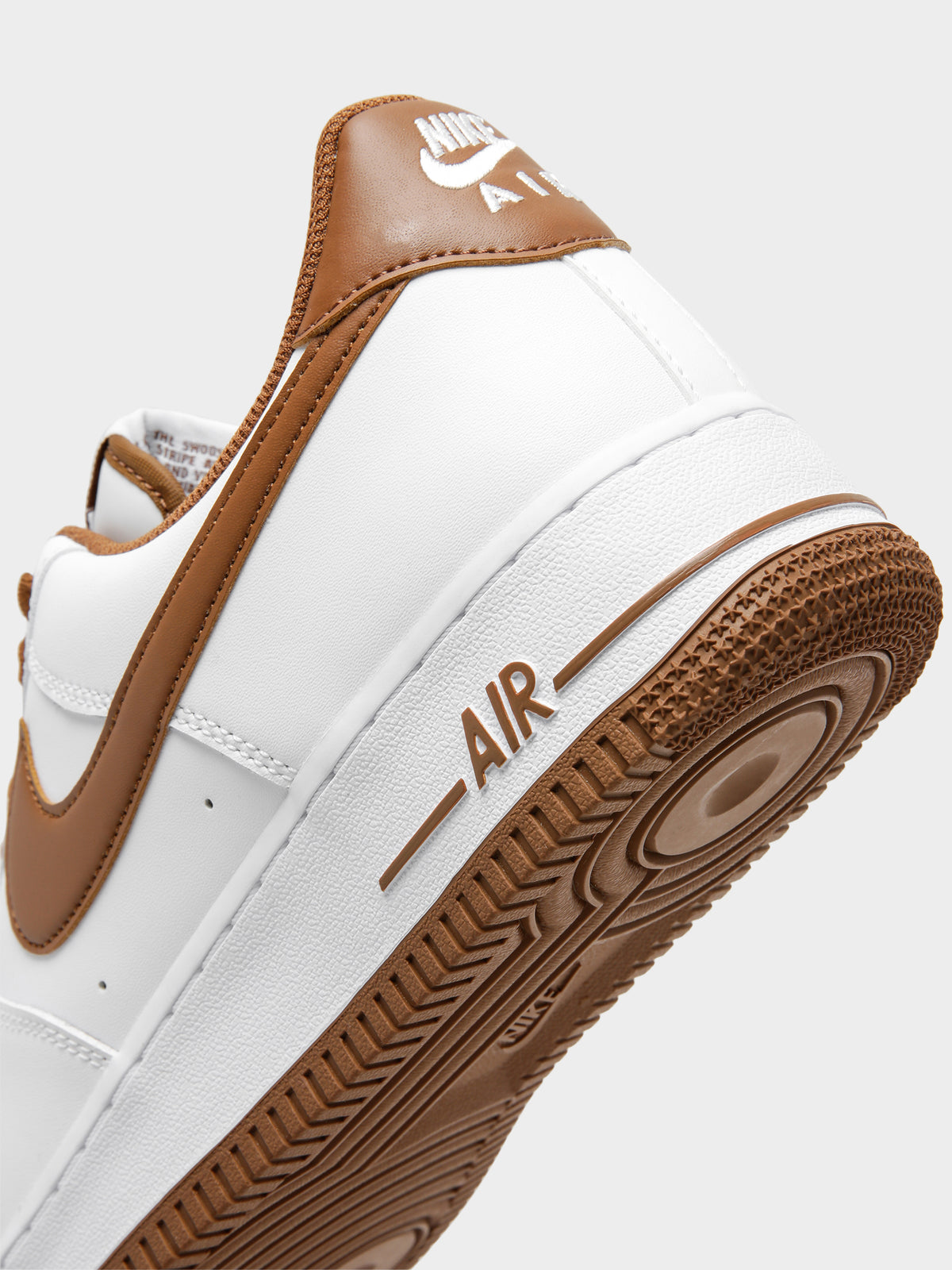 Mens Nike Air Force 1 &#39;07 Sneakers in White &amp; Pecan Brown