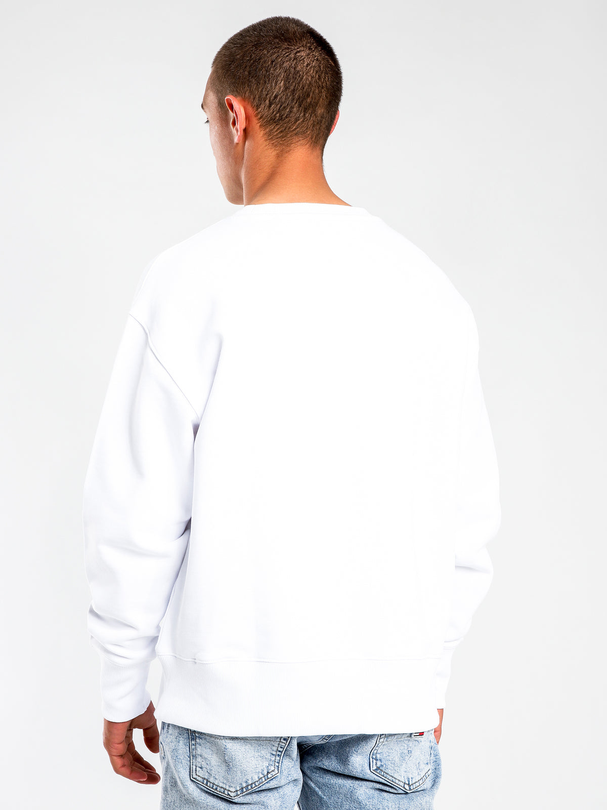 Tommy Badge Crew Jumper in White