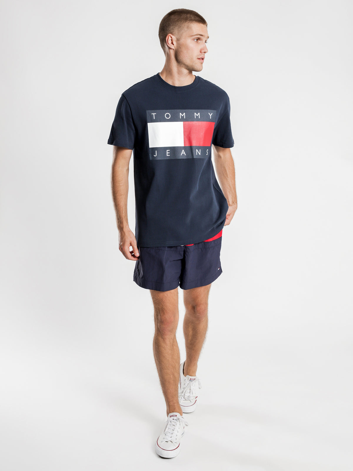 Tommy Flag T-Shirt in Navy