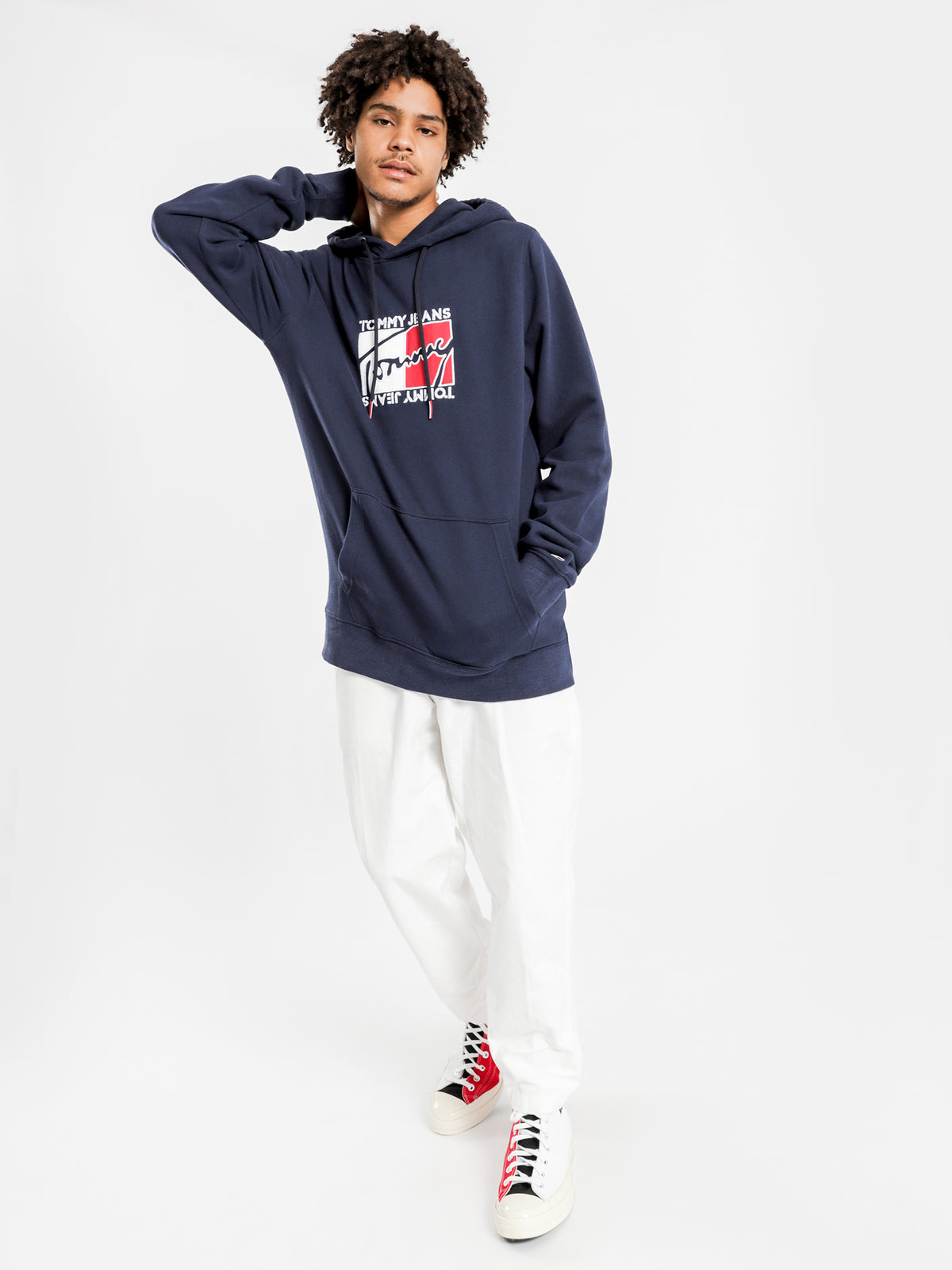 Essential Graphic Hoodie in Navy
