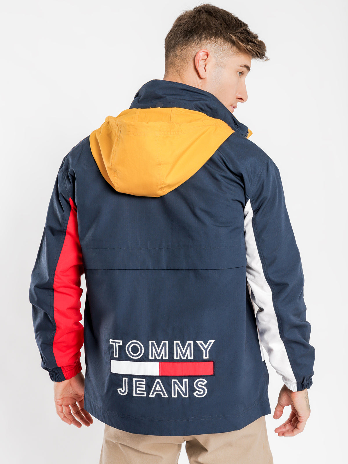 TJ US Reversible Hooded Jacket in Navy &amp; Yellow