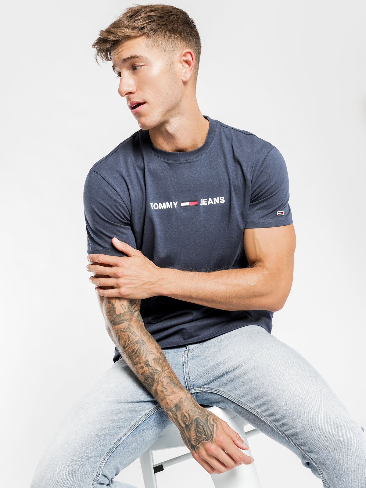 Tommy Hilfiger TJM Straight Small Logo T-Shirt | Navy