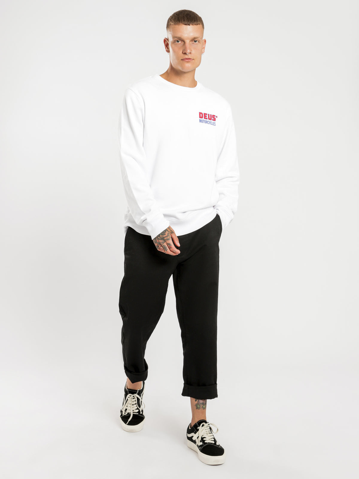 Deus Deus Customs Crew Sweater | White