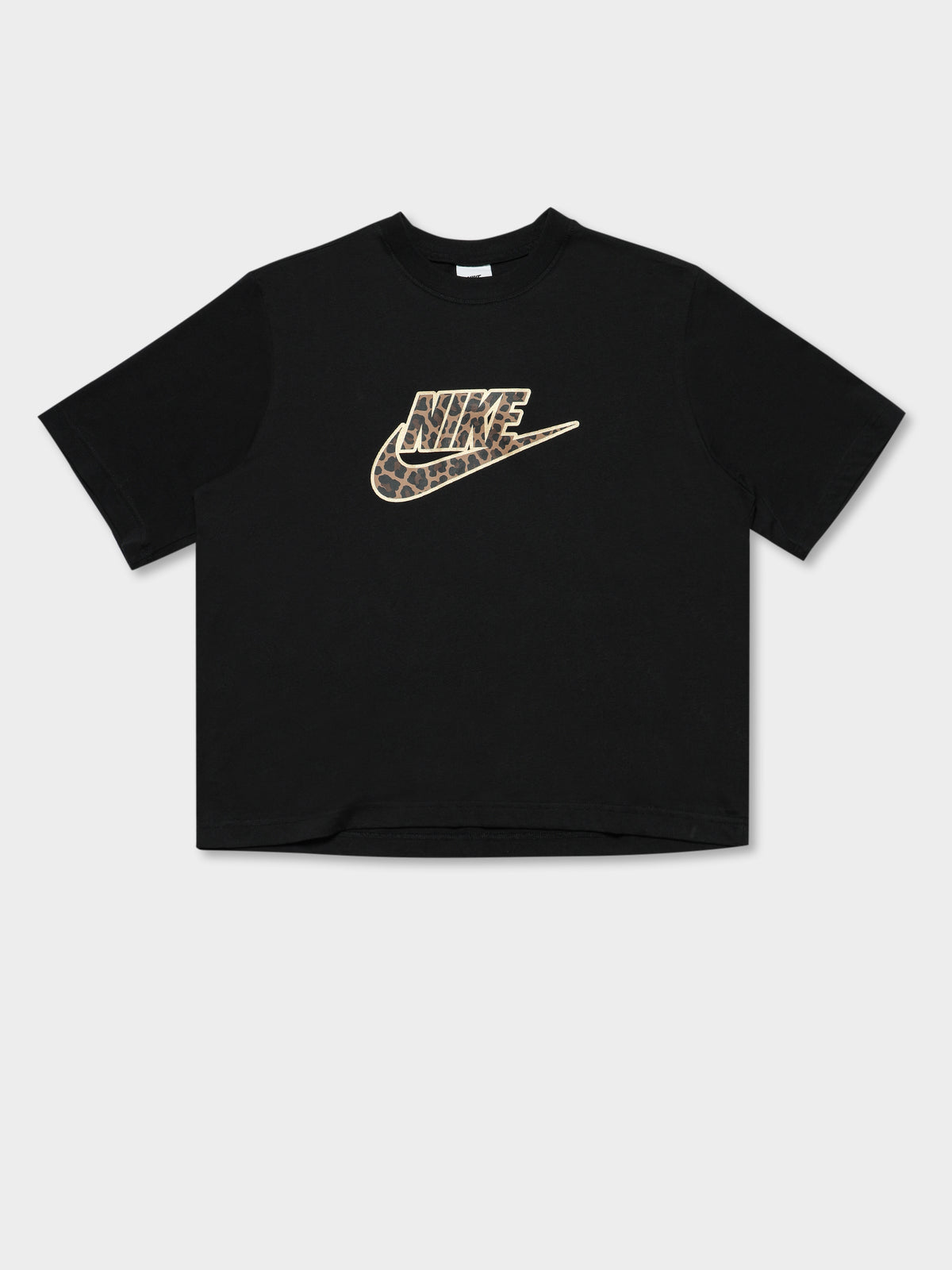 Sportswear T-Shirt in Boxy Leopard in Black &amp; Metallic Gold