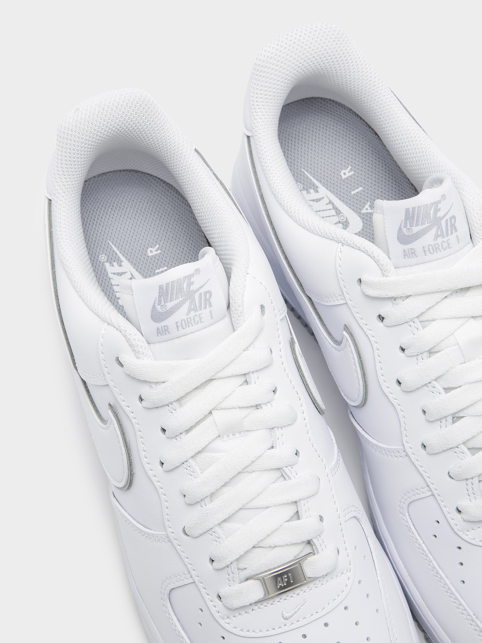 Mens Nike Air Force 1' Sneakers in White & Grey