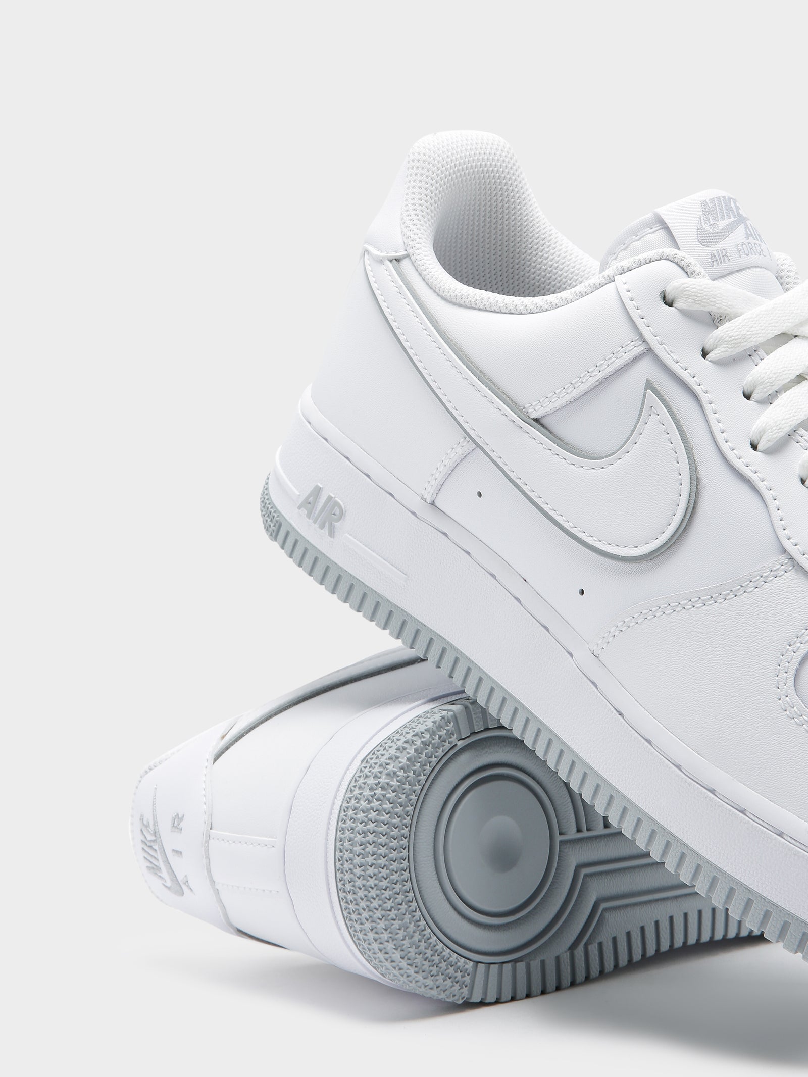 Mens Nike Air Force 1' Sneakers in White & Grey