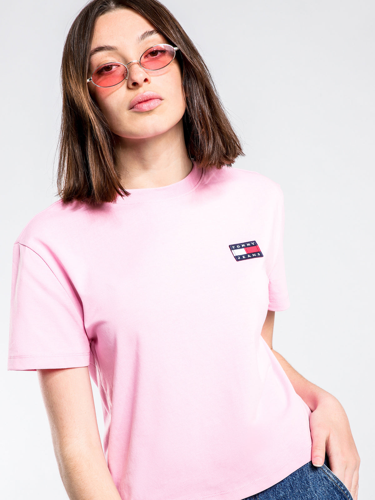 Badge Short Sleeve T-Shirt in Pink