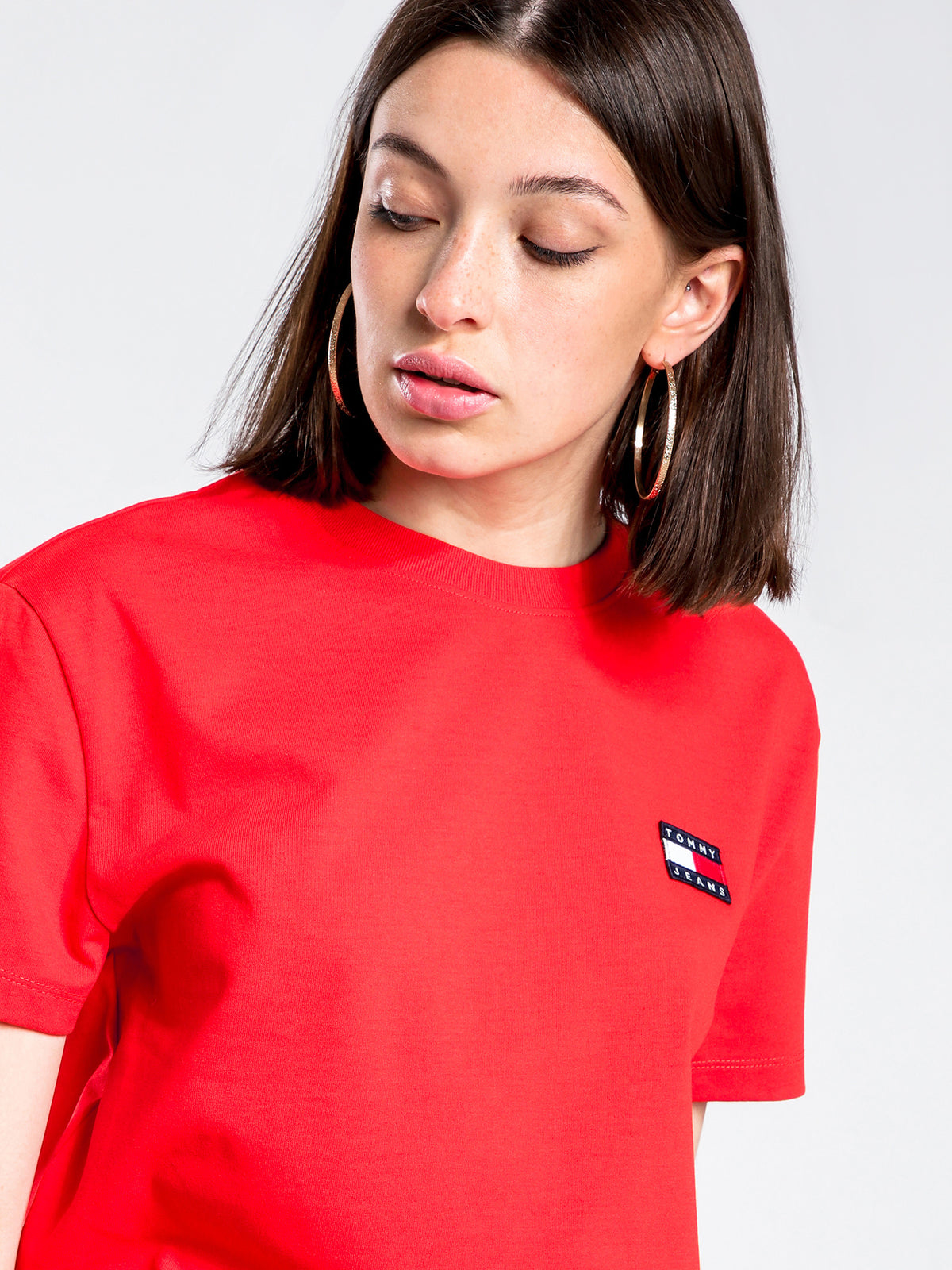 Tommy Badge T-Shirt in Flame Scarlet