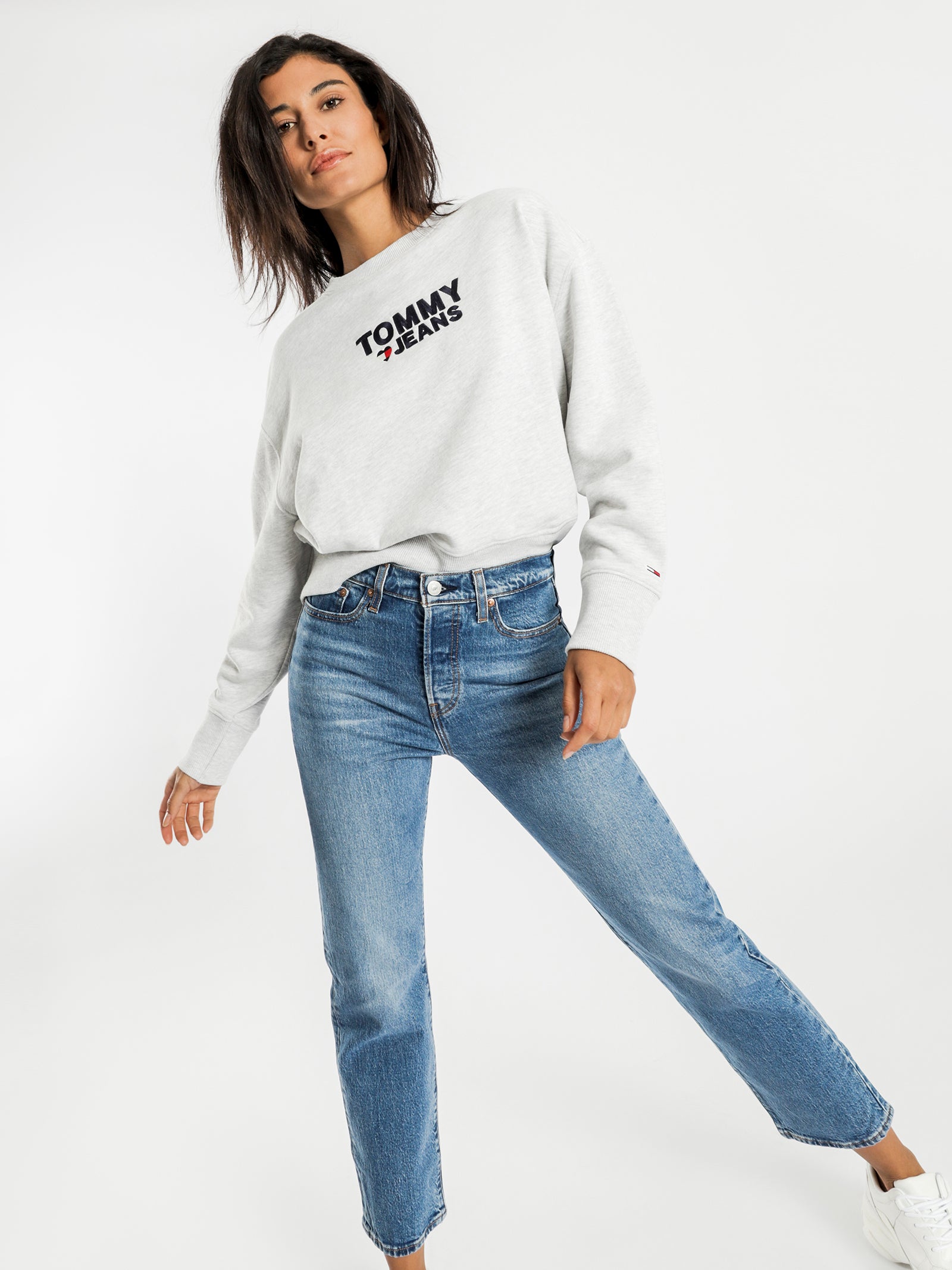 Tommy Heart Logo Crop Sweatshirt