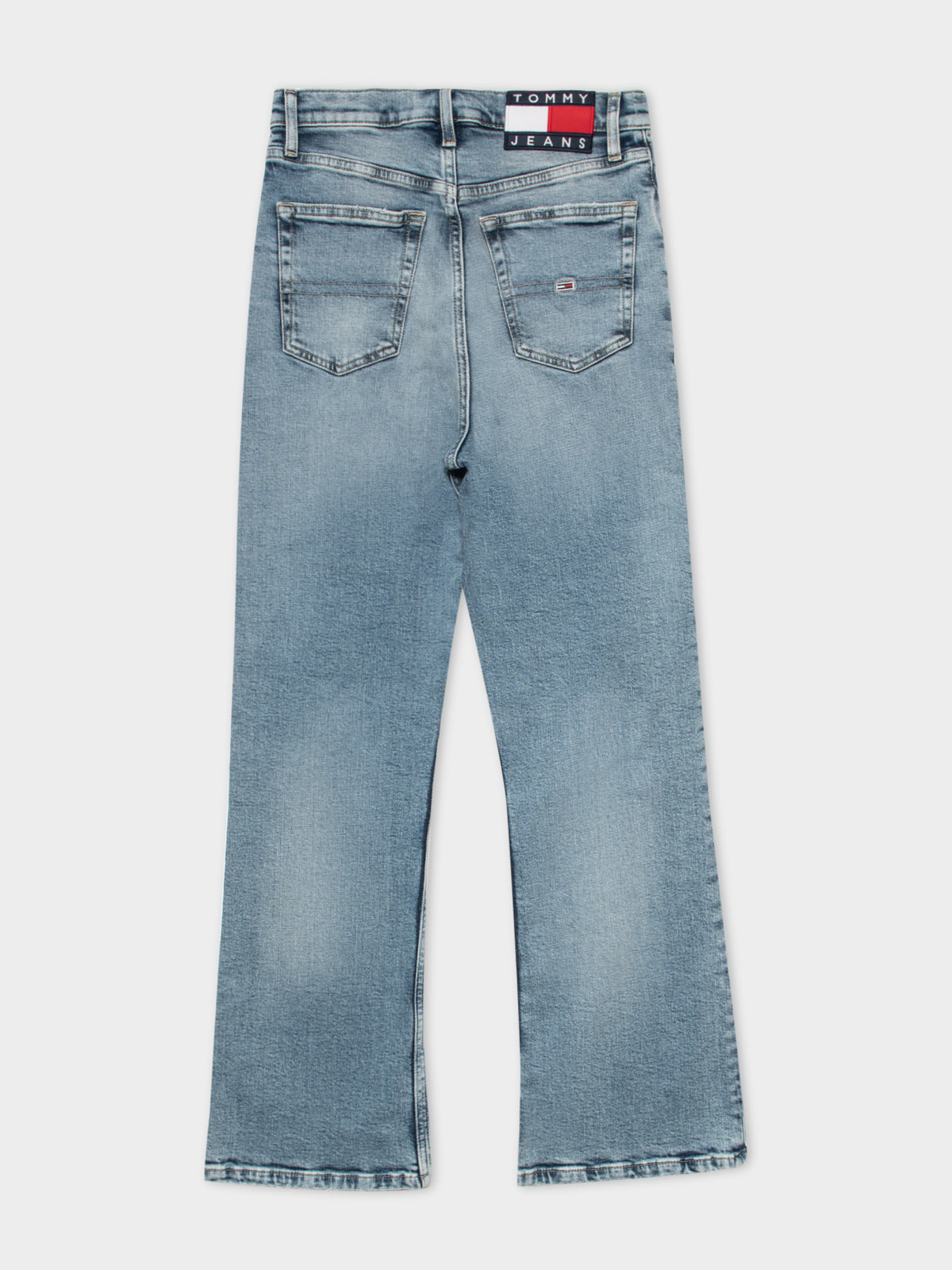Harper High Rise Flare Ankle BF Jeans in Light Blue