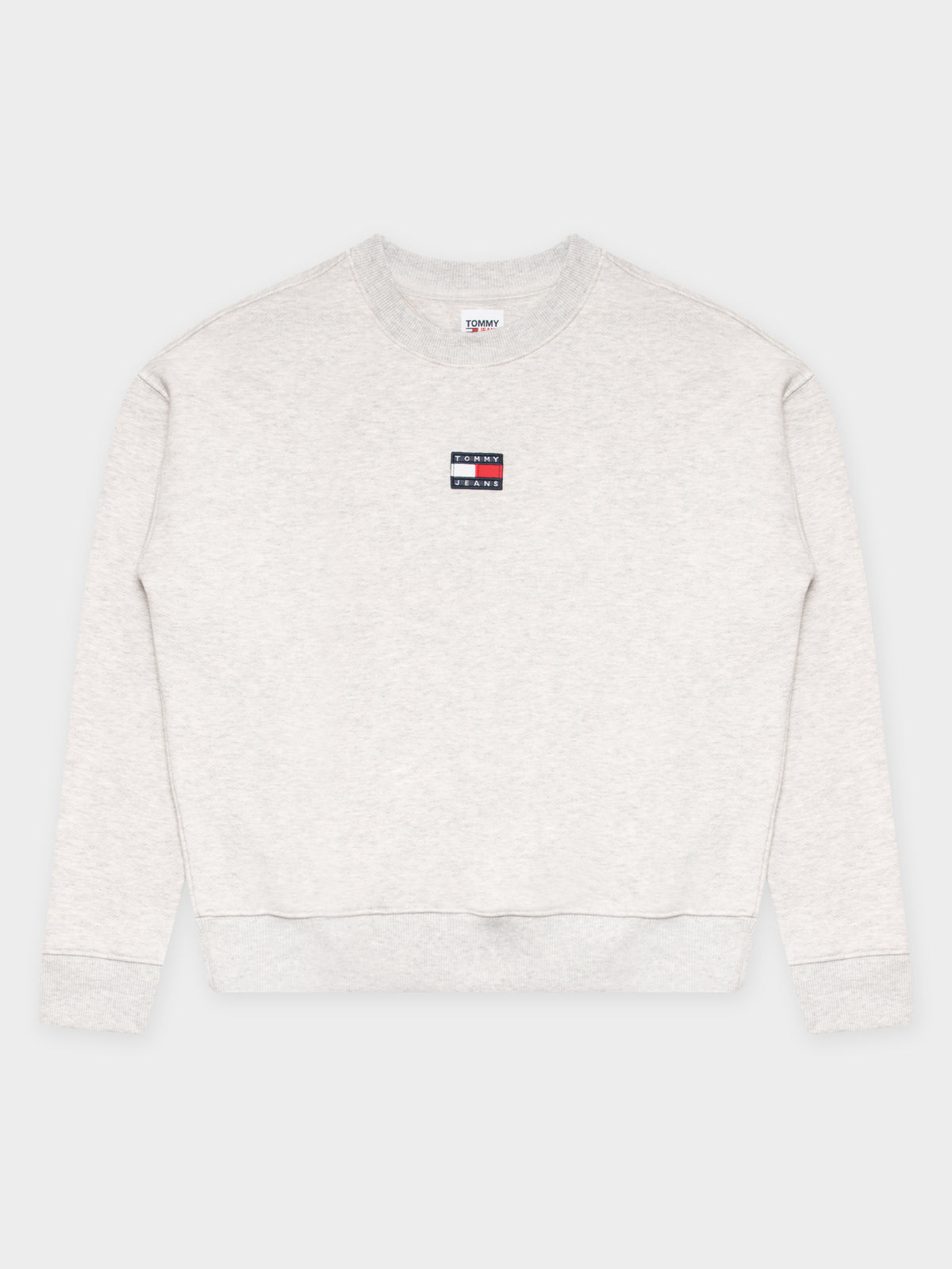Tommy Centre Badge Crew in Silver Grey Heather
