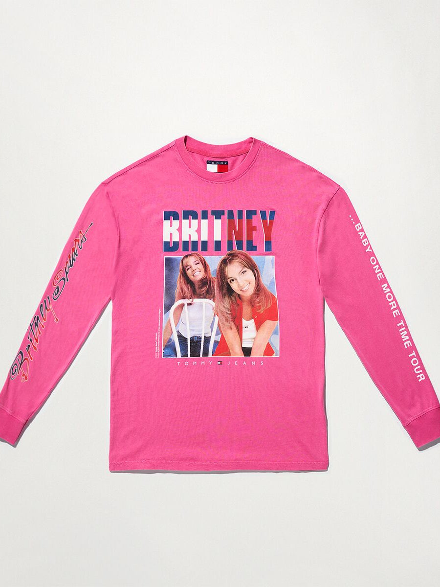 Music Revisited Britney Spears Oversized Long Sleeve T-Shirt in Pop Pink
