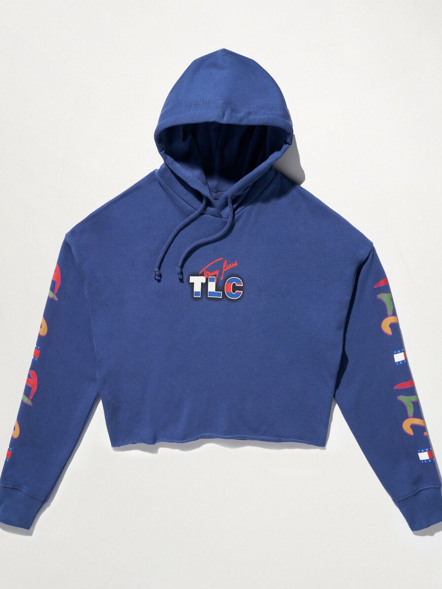 Music Revisited TLC Cropped Hoodie in Blue Storm