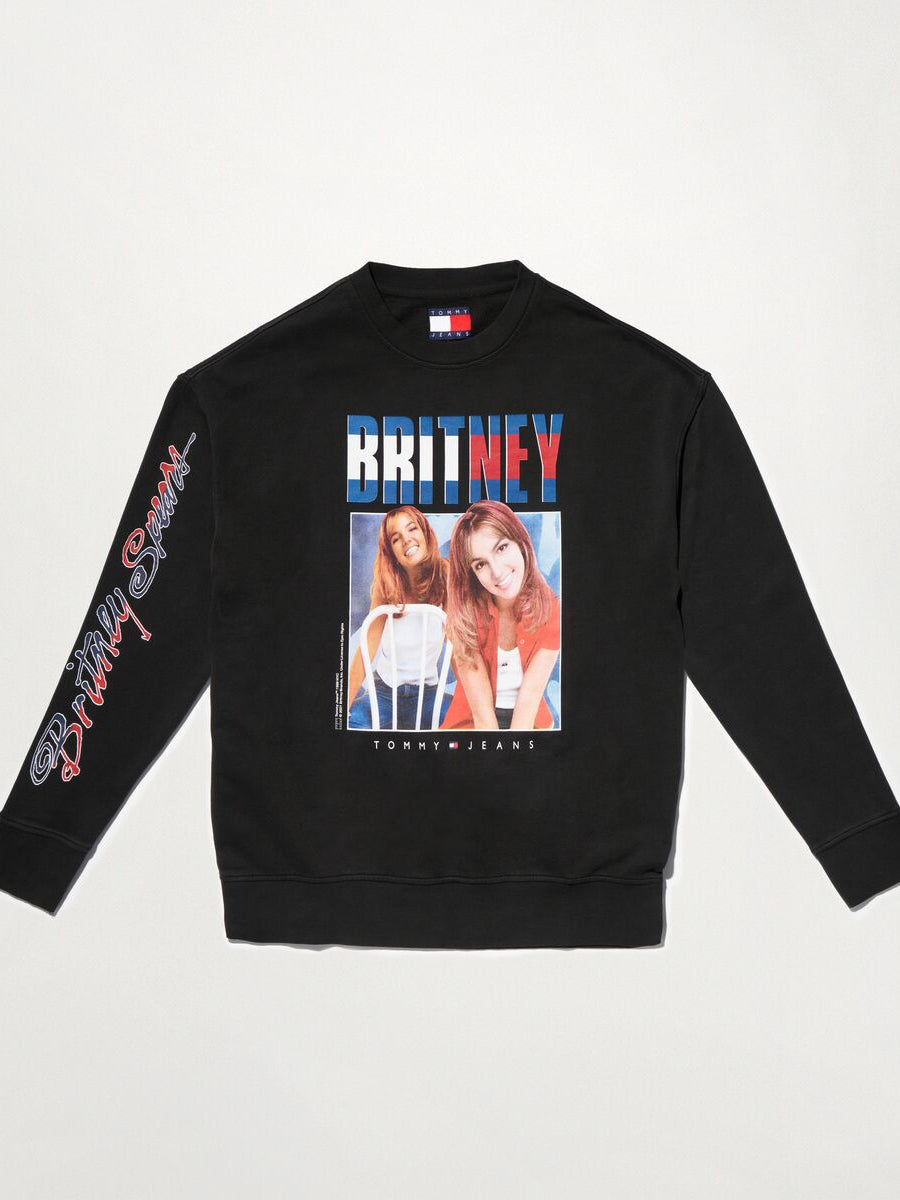 Music Revisited Britney Spears Oversized Long Sleeve T-Shirt in Black