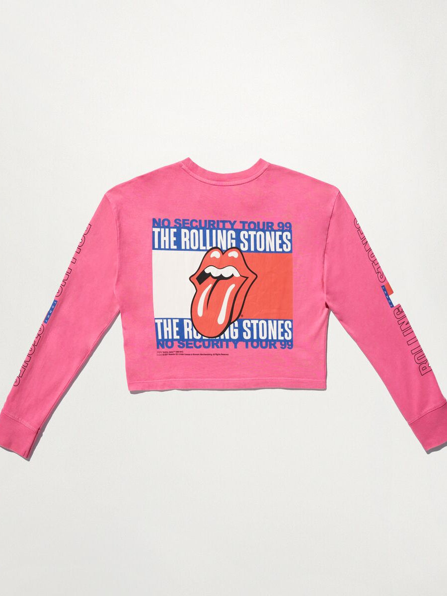 Music Revisited Rolling Stones Long Sleeve T-Shirt in Pop Pink