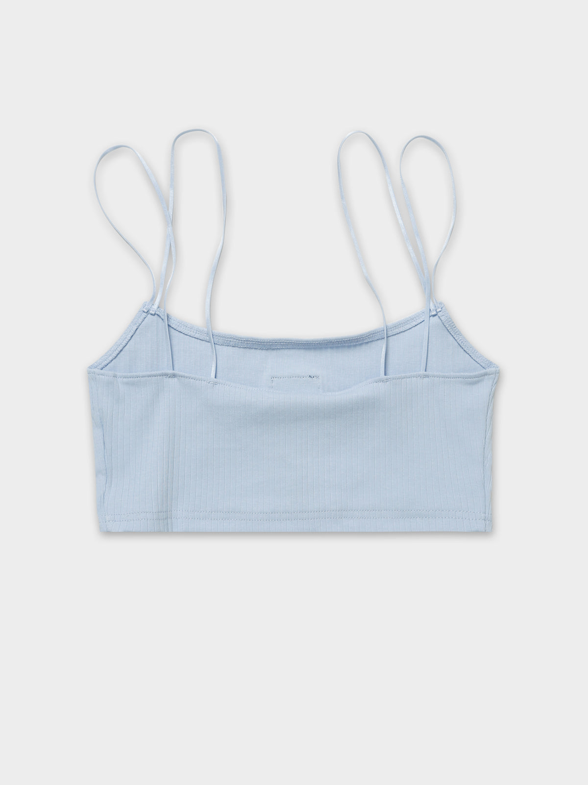 Crop Rib Badge Double Strap Tank Top in Chambray Sky