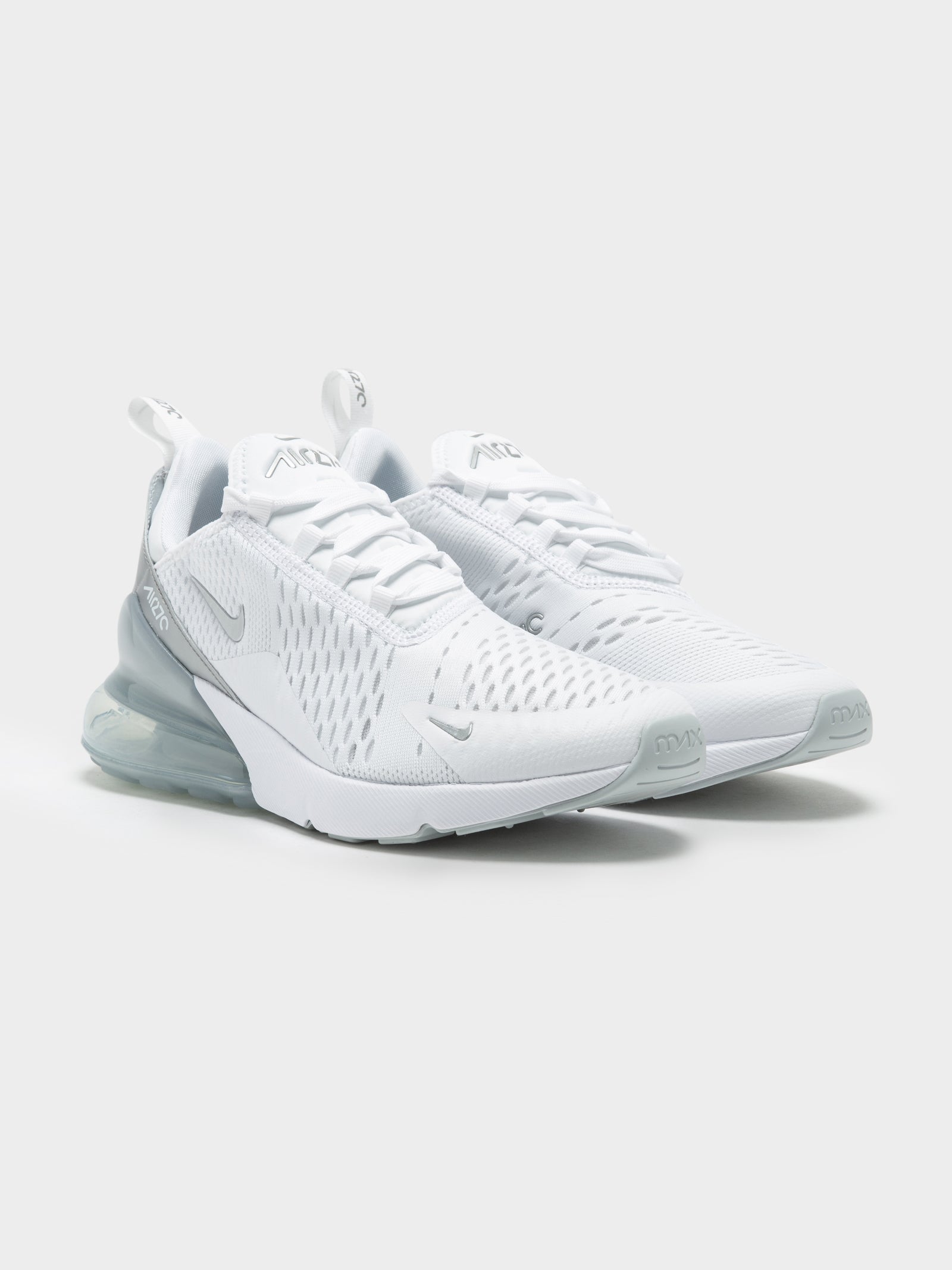 Nike Womens Air Max 270 Sneakers White Silver Glue Store