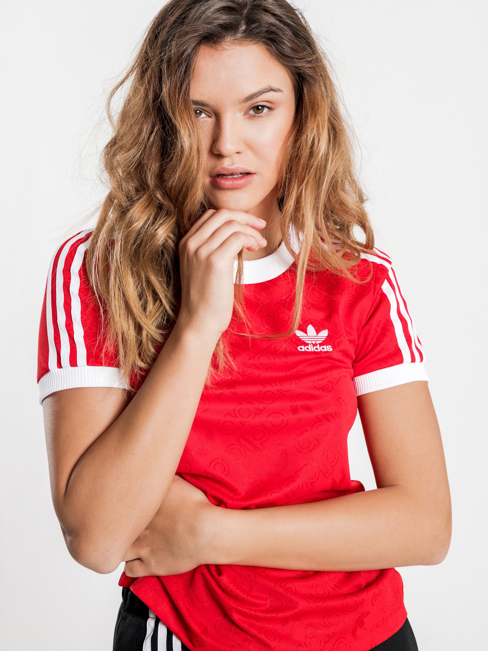 3 stripes tee red