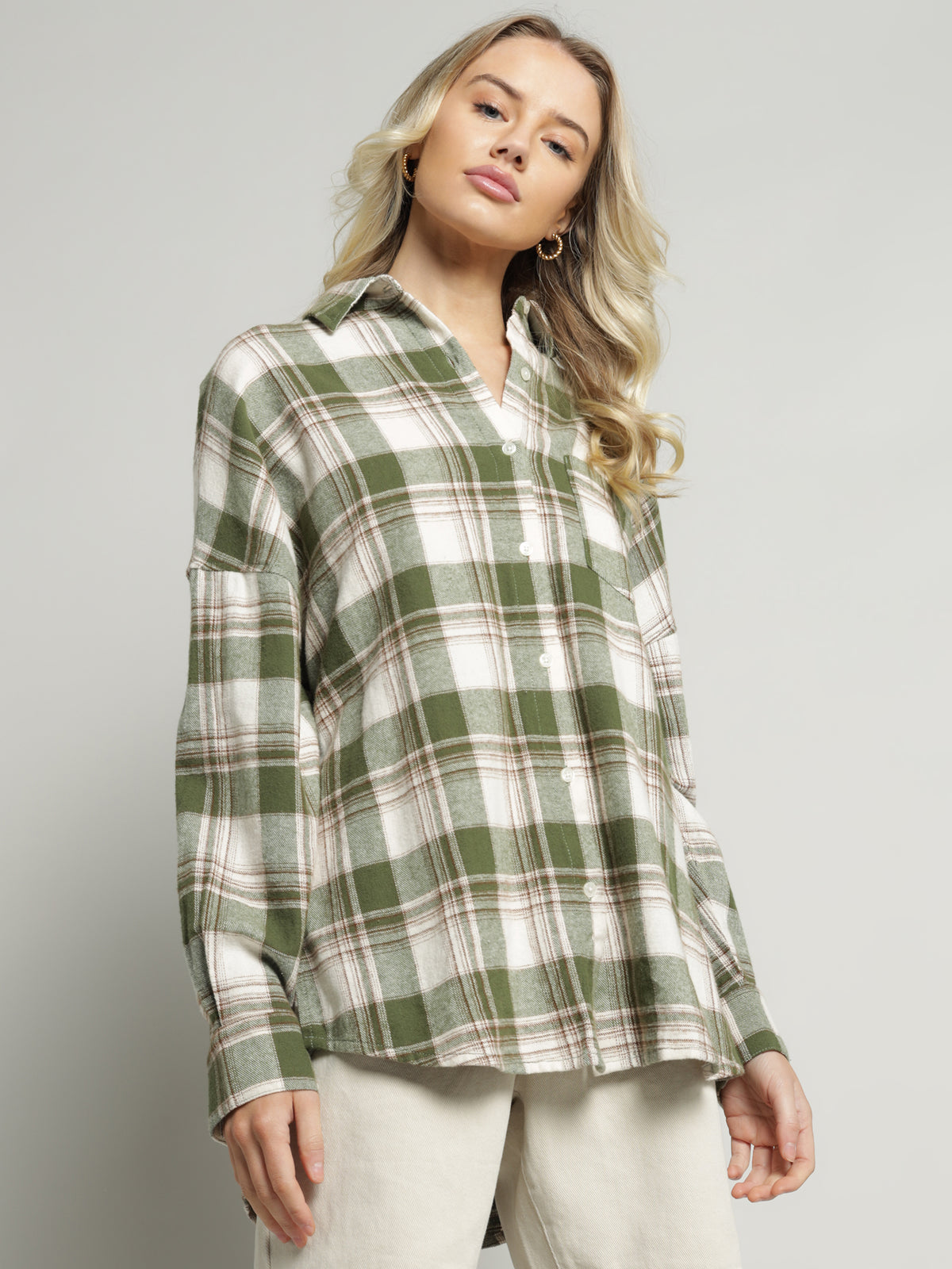 Drew Flannel Shirt in Olive Check