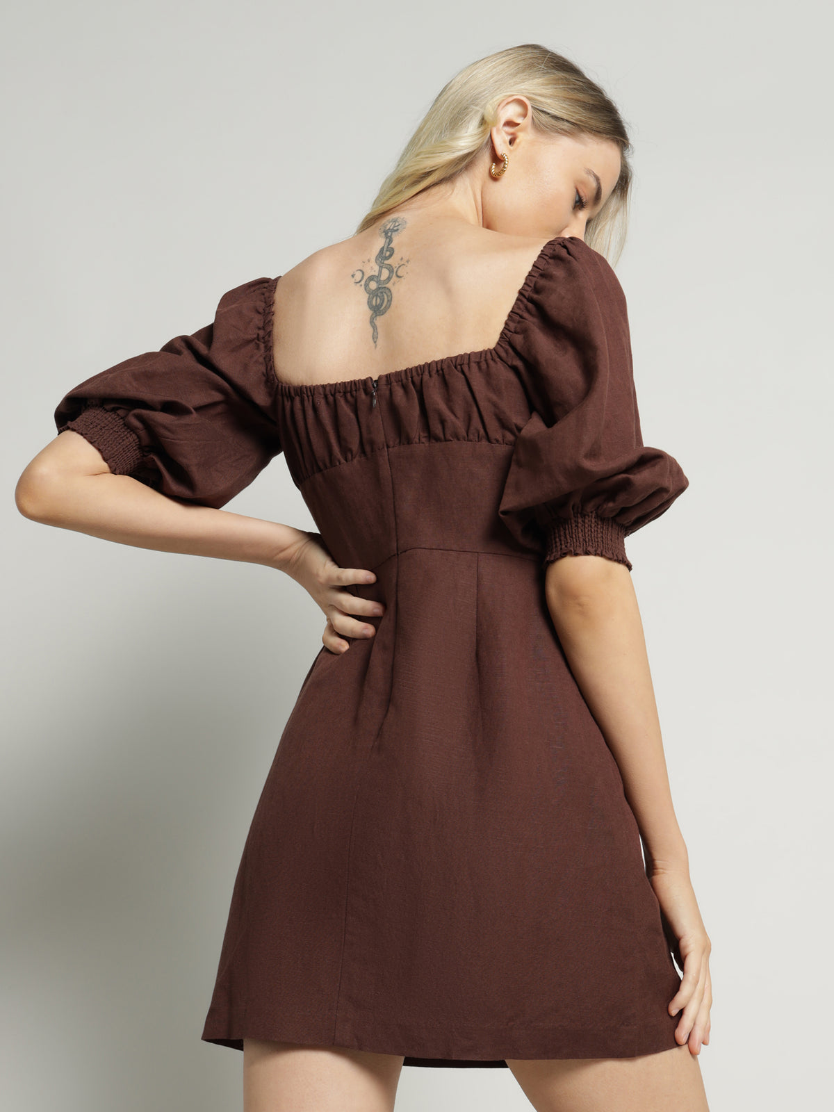 Astrid Linen Dress in Cacao