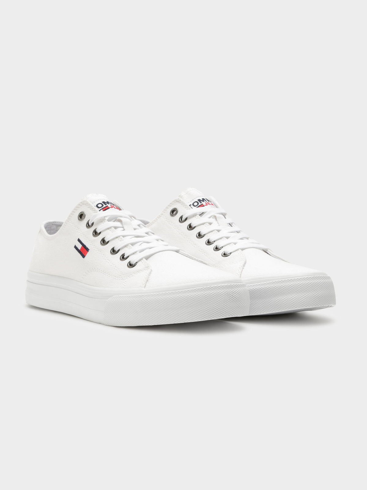 Mens Long Lace Up Vulc Sneakers in White