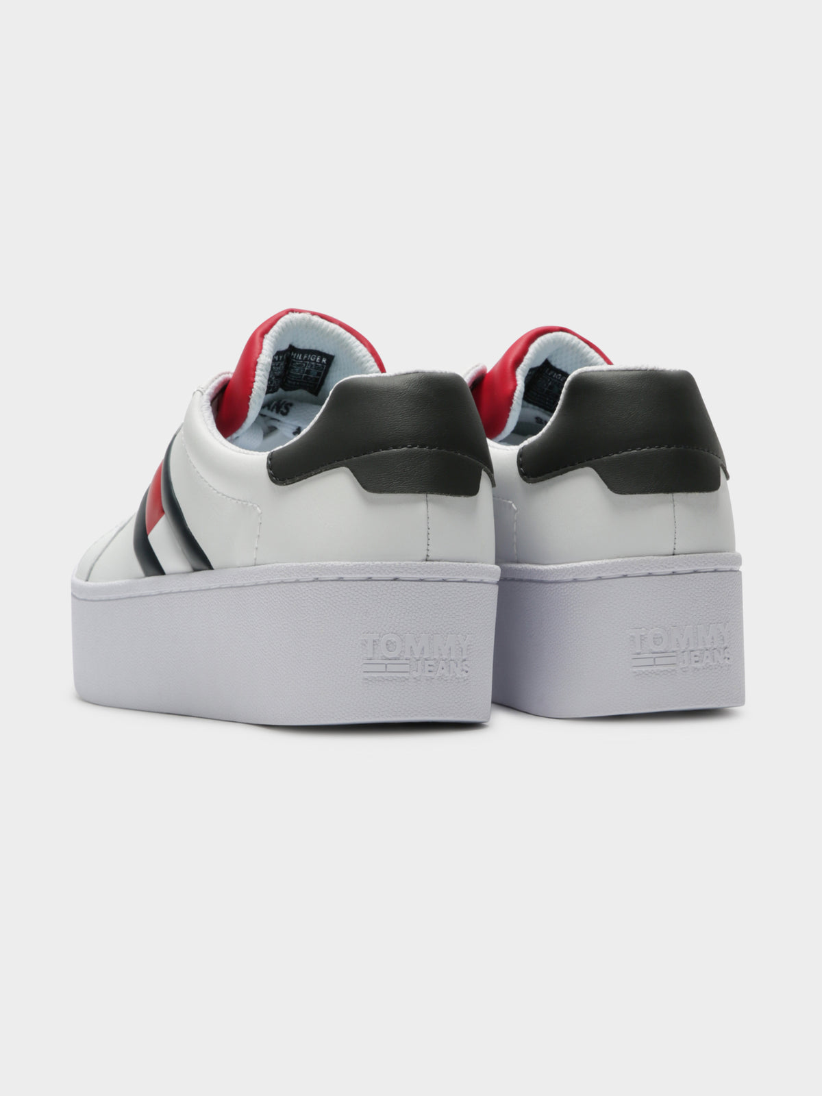 Womens Tommy Icon Platform Sneakers in Red and White