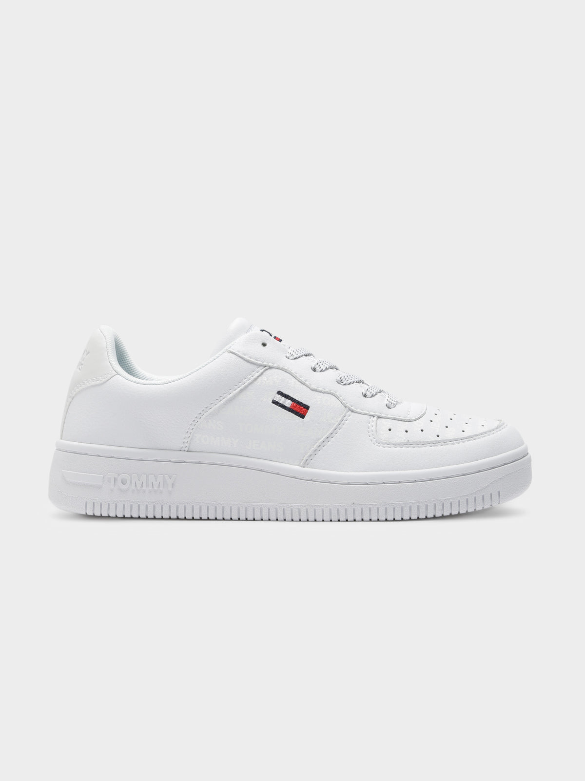 Womens Reflective Basket Sneakers in White