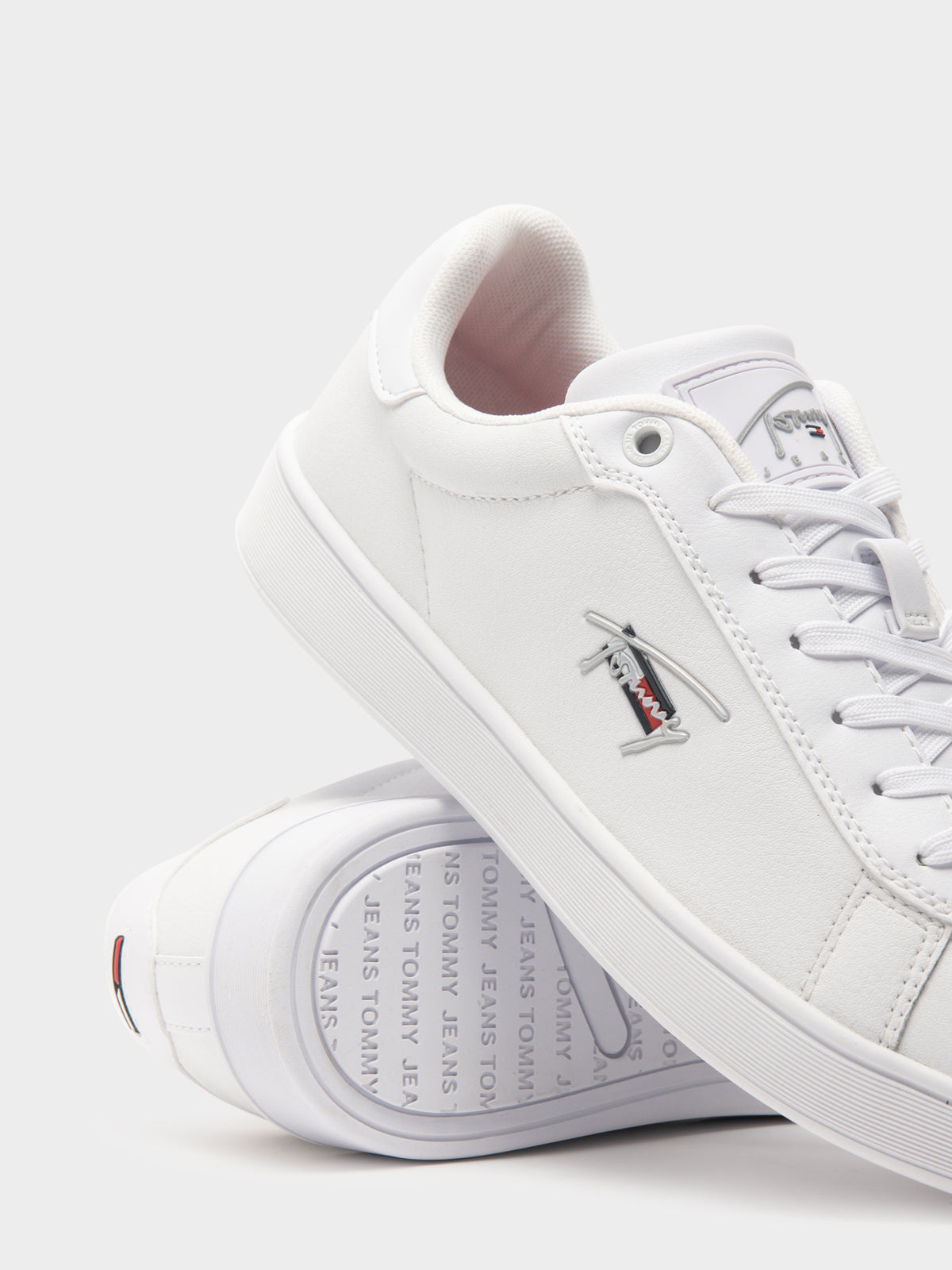 Womens Signature Logo Cupsole Sneakers in White