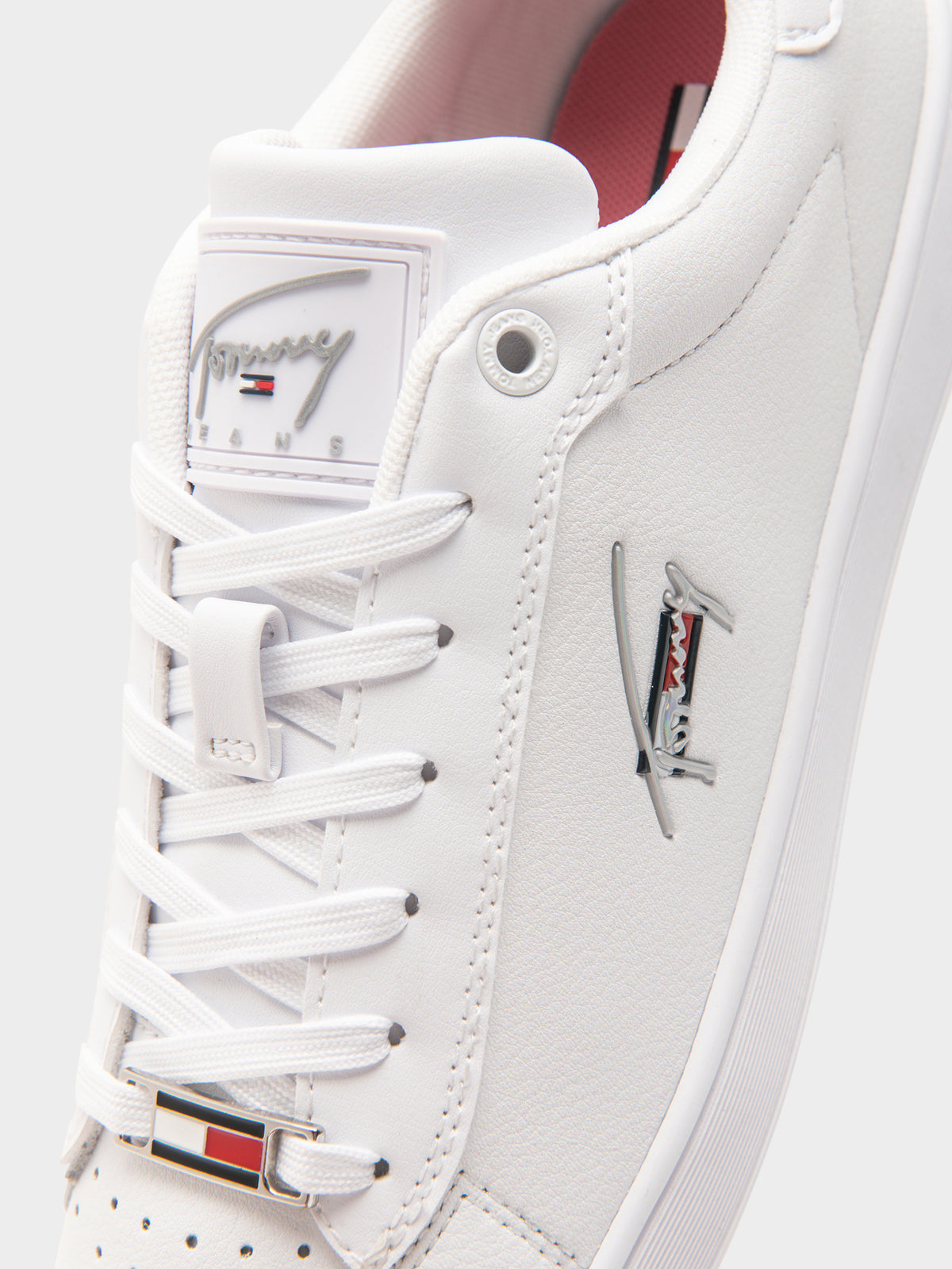 Womens Signature Logo Cupsole Sneakers in White