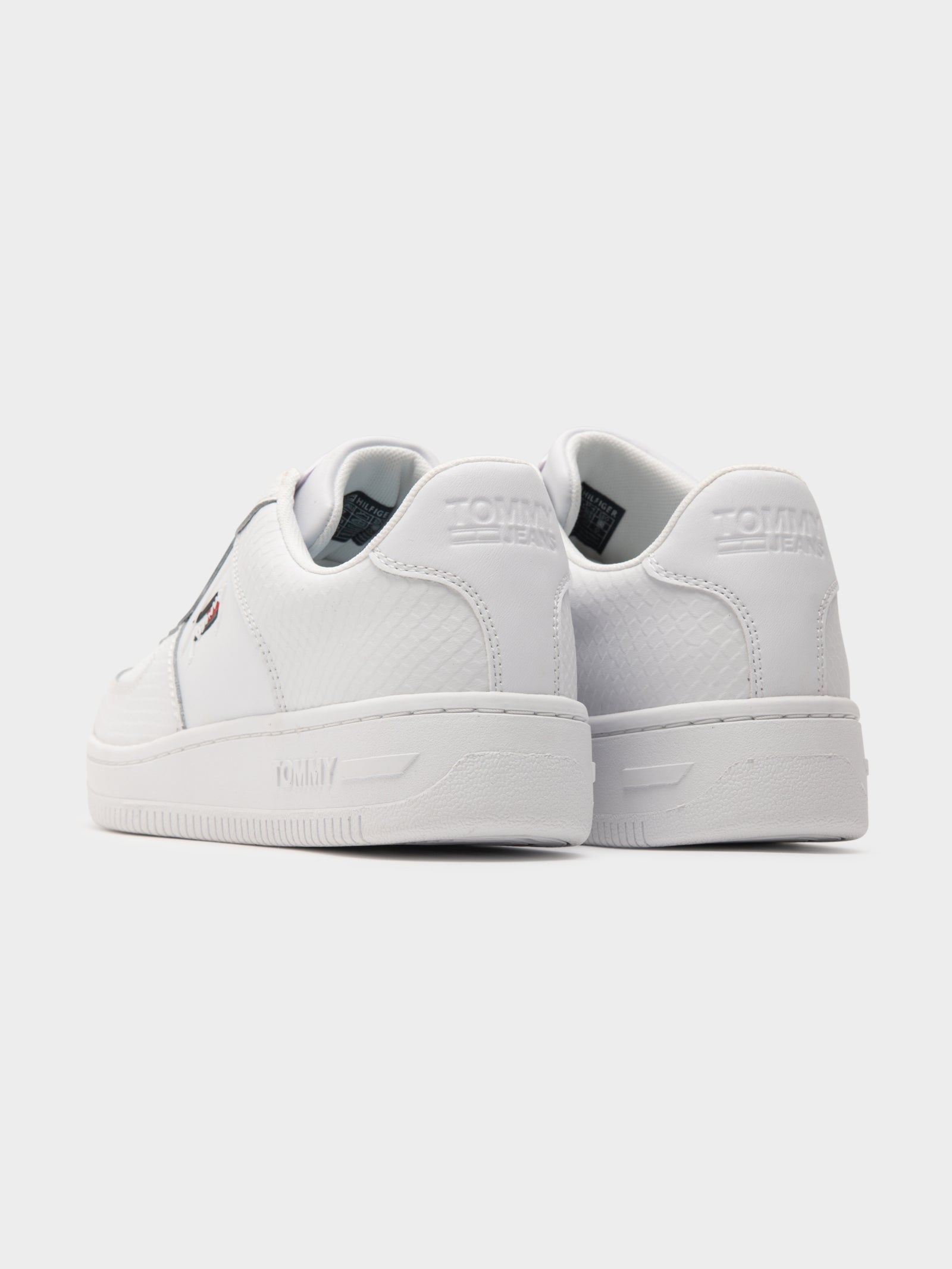 Womens Textured Leather Basket Cupsole Sneakers