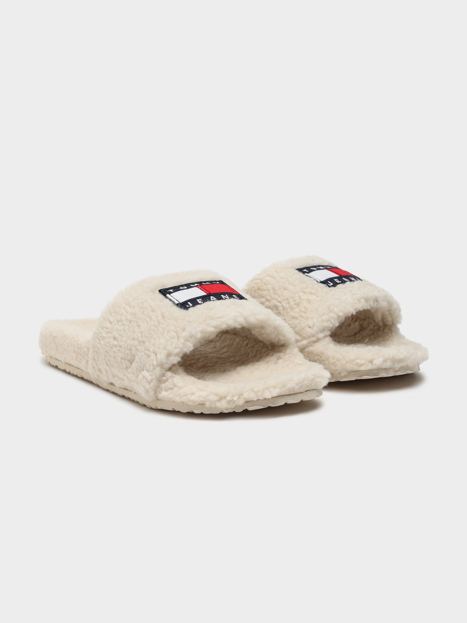 Womens Tommy Jeans Flag Sherpa Slides