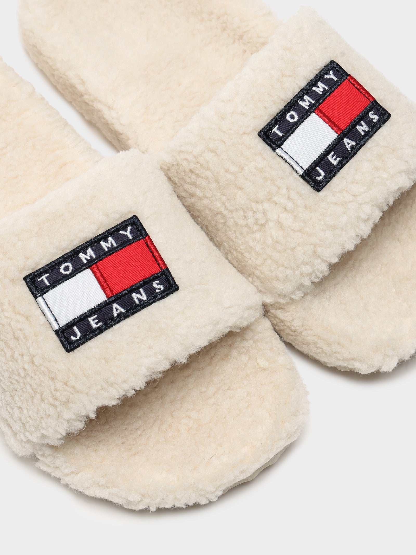 Womens Tommy Jeans Flag Sherpa Slides