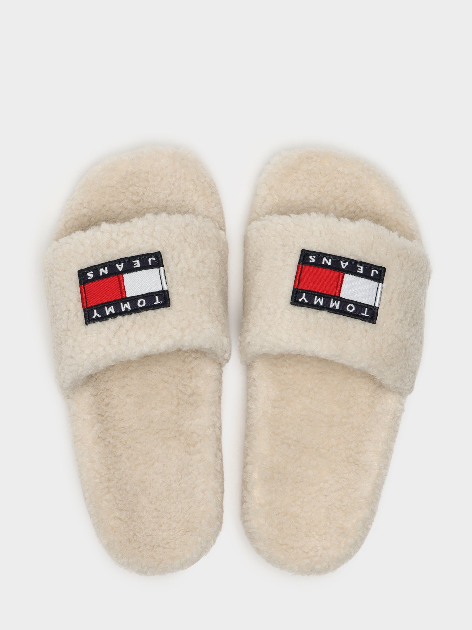 Womens Tommy Jeans Flag Sherpa Slides