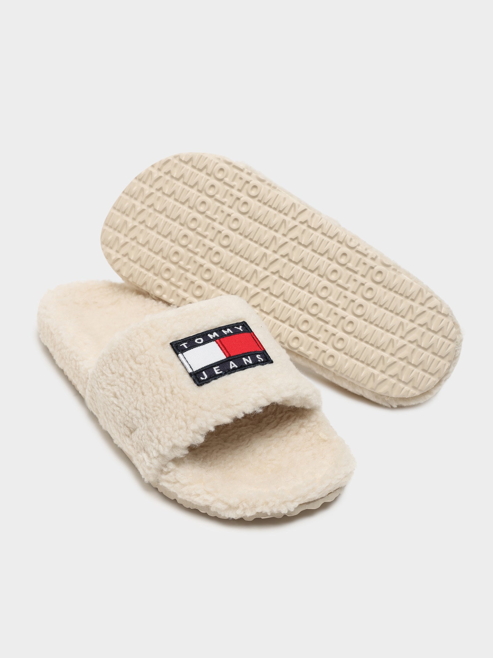 Womens Tommy Jeans Flag Sherpa Slides