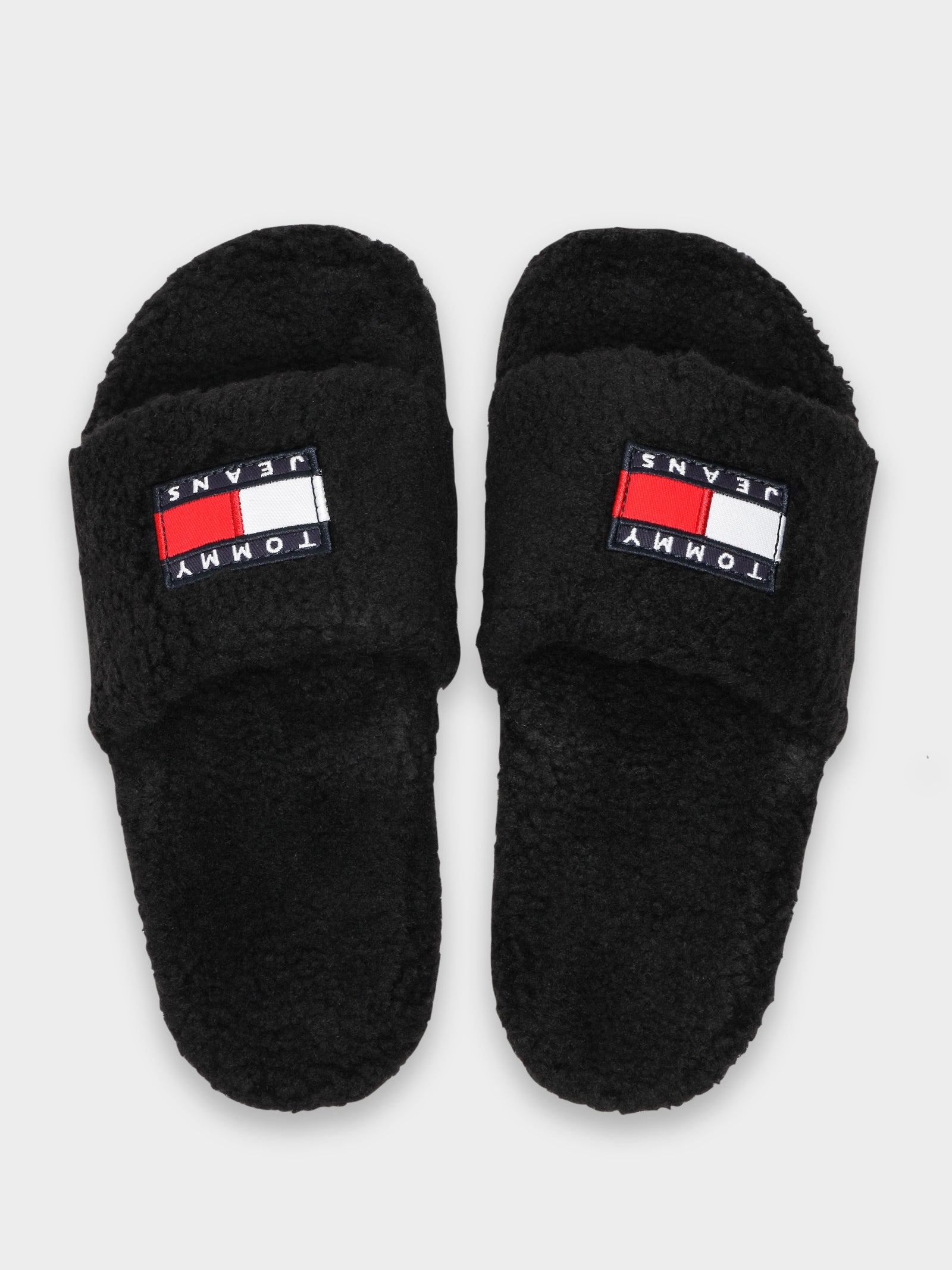 Womens Tommy Jeans Flag Sherpa Slides