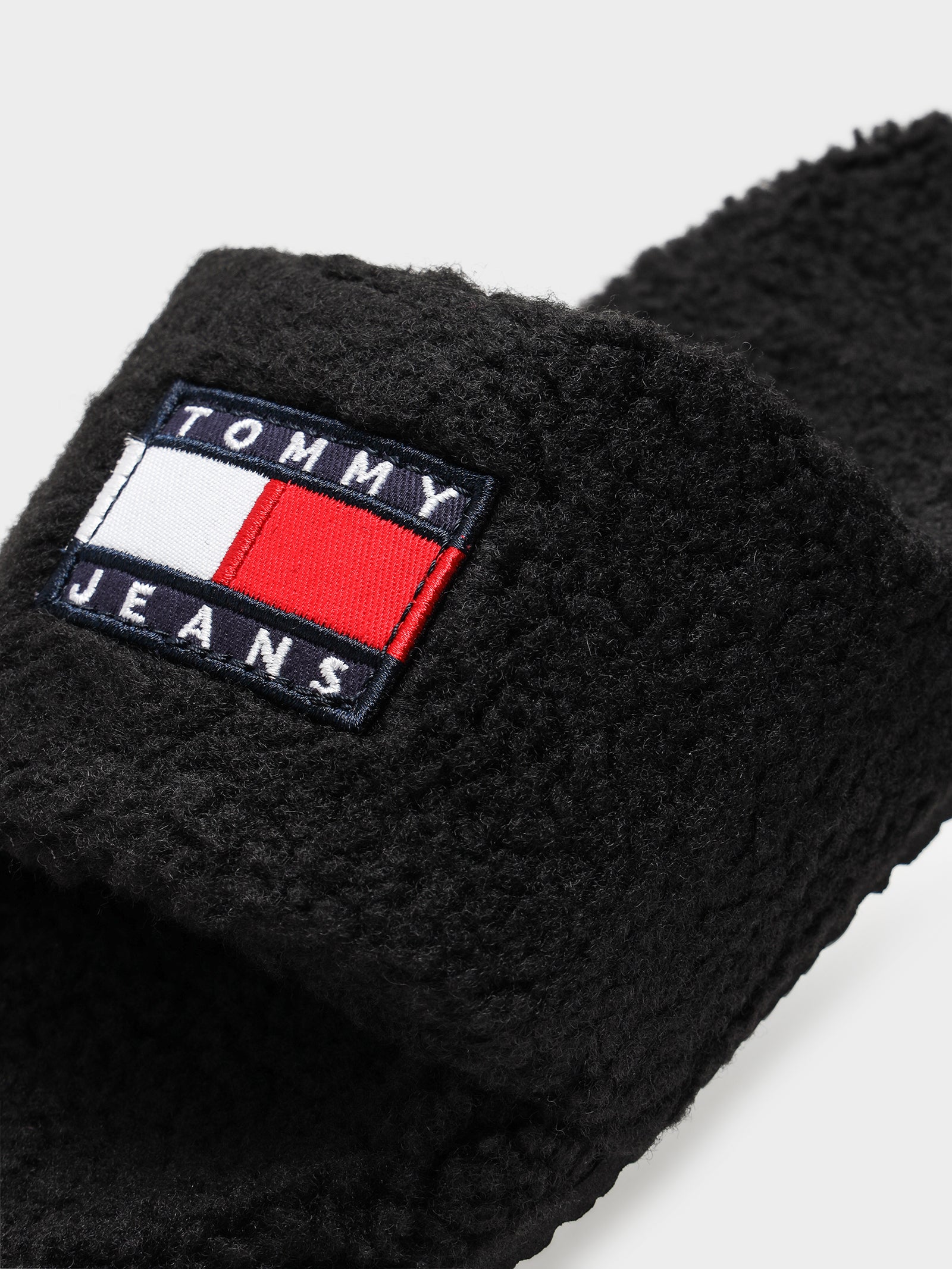 Womens Tommy Jeans Flag Sherpa Slides