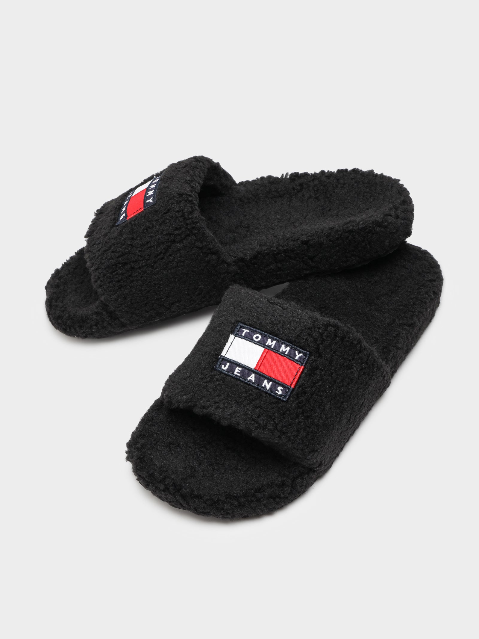 Womens Tommy Jeans Flag Sherpa Slides