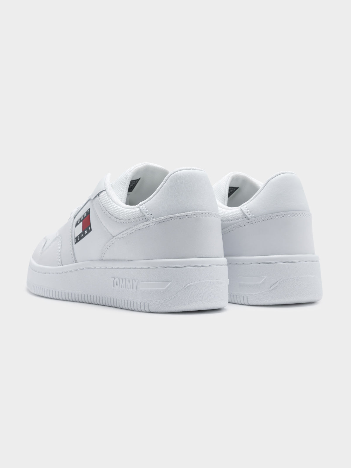 Womens Leather Basket Trainers in White