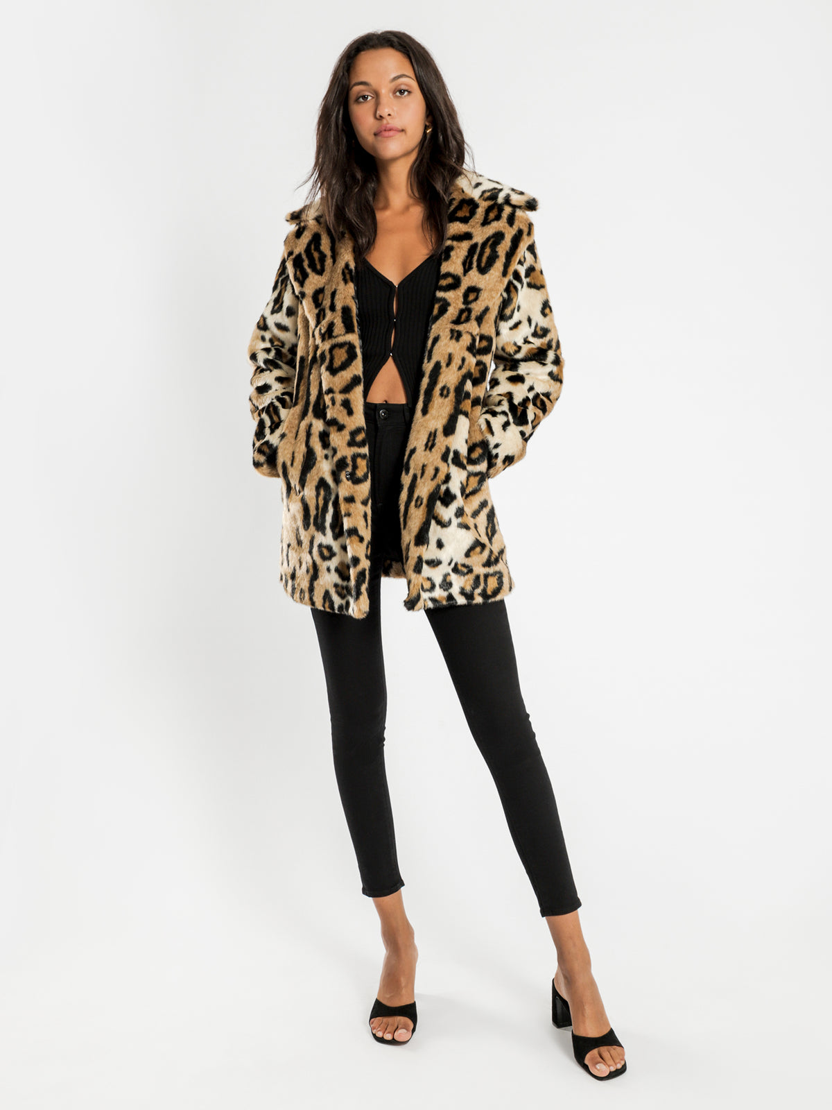 Minimalist Faux Fur Jacket in Leopard