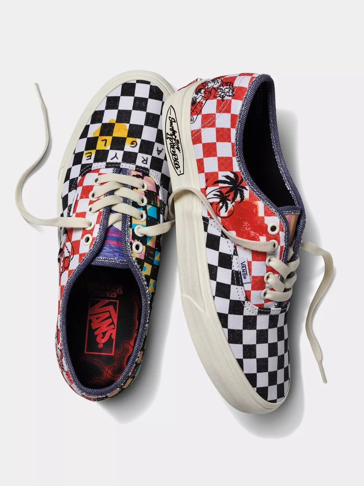 Unisex Stranger Things Authentic Sneakers in Black &amp; Red Checkerboard