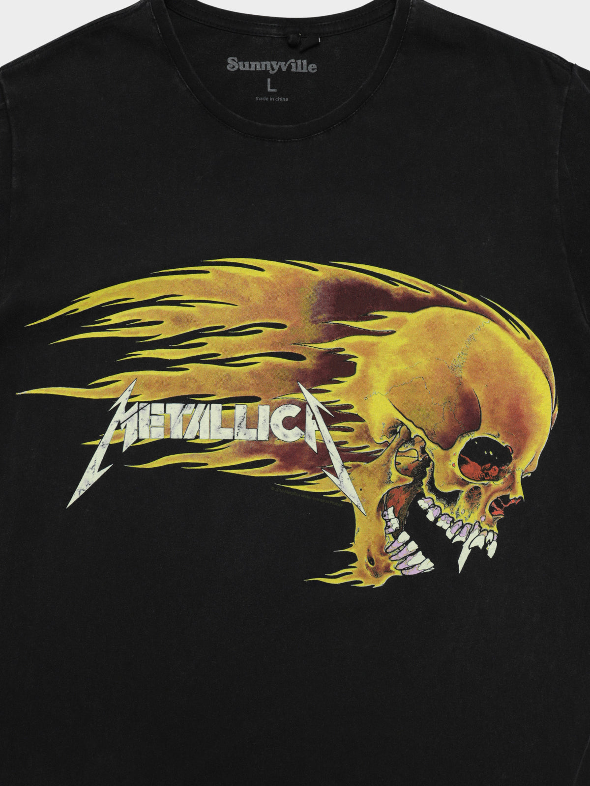 Metallica Flaming Skull T-Shirt in Black