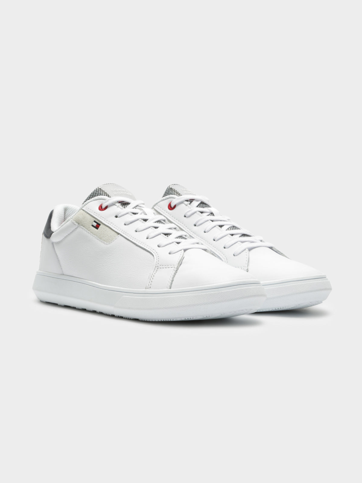 Mens Essential Leather Cupsole Sneakers in White