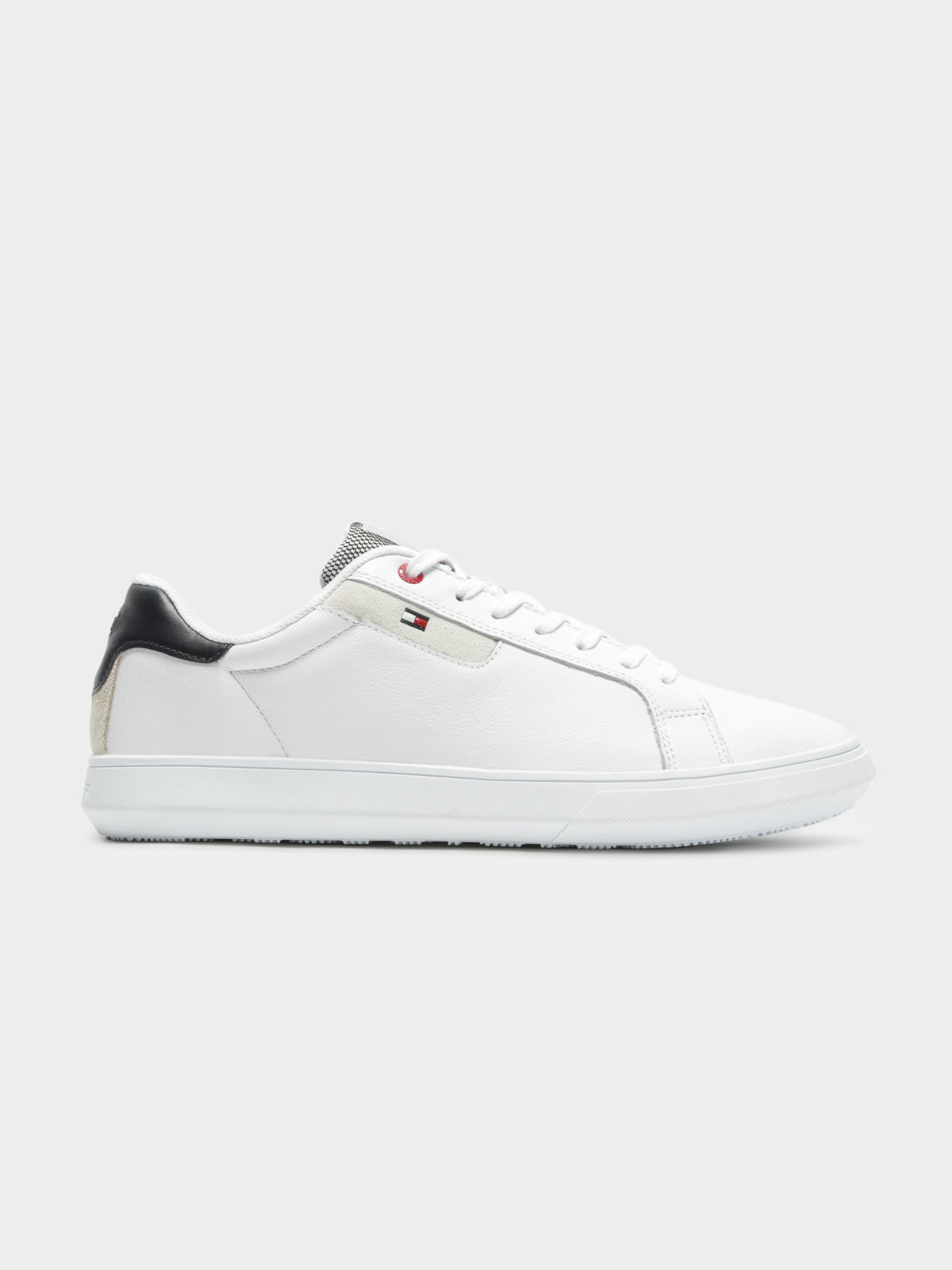 Mens Essential Leather Cupsole Sneakers in White