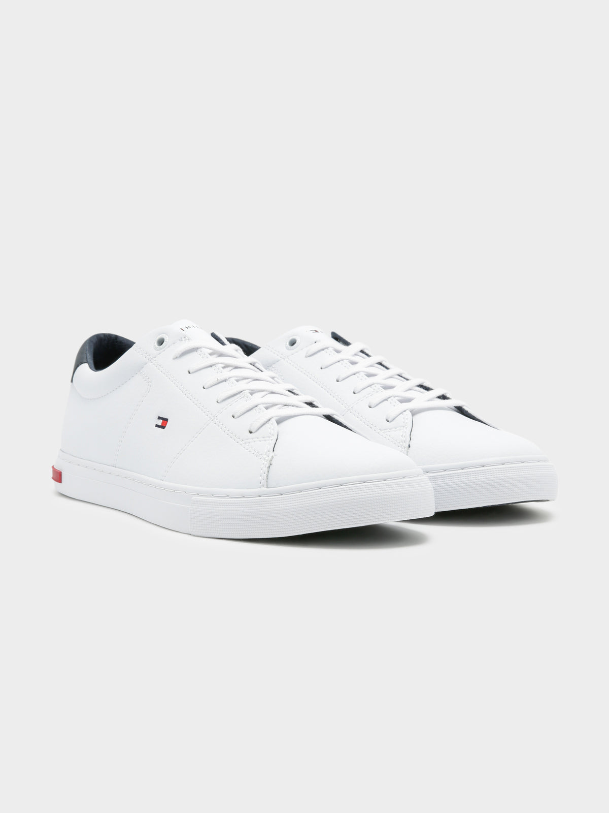 Mens Essential Leather Sneaker in White &amp; Navy