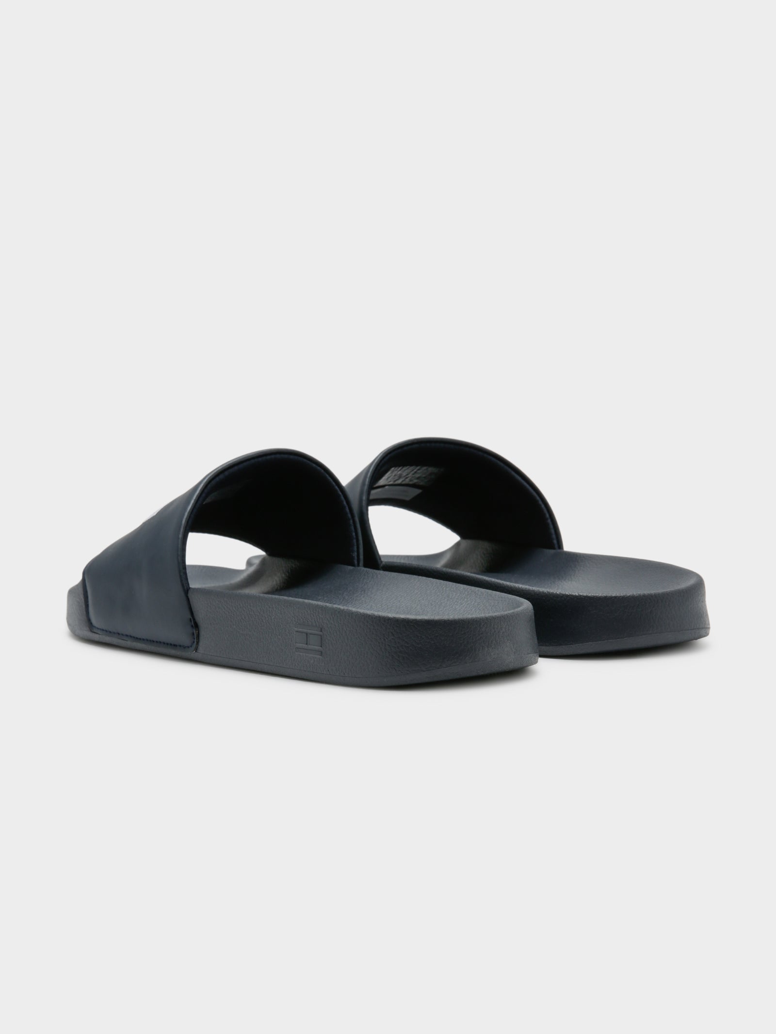 Mens Logo Embroidery Pool Slides in Black - Glue Store