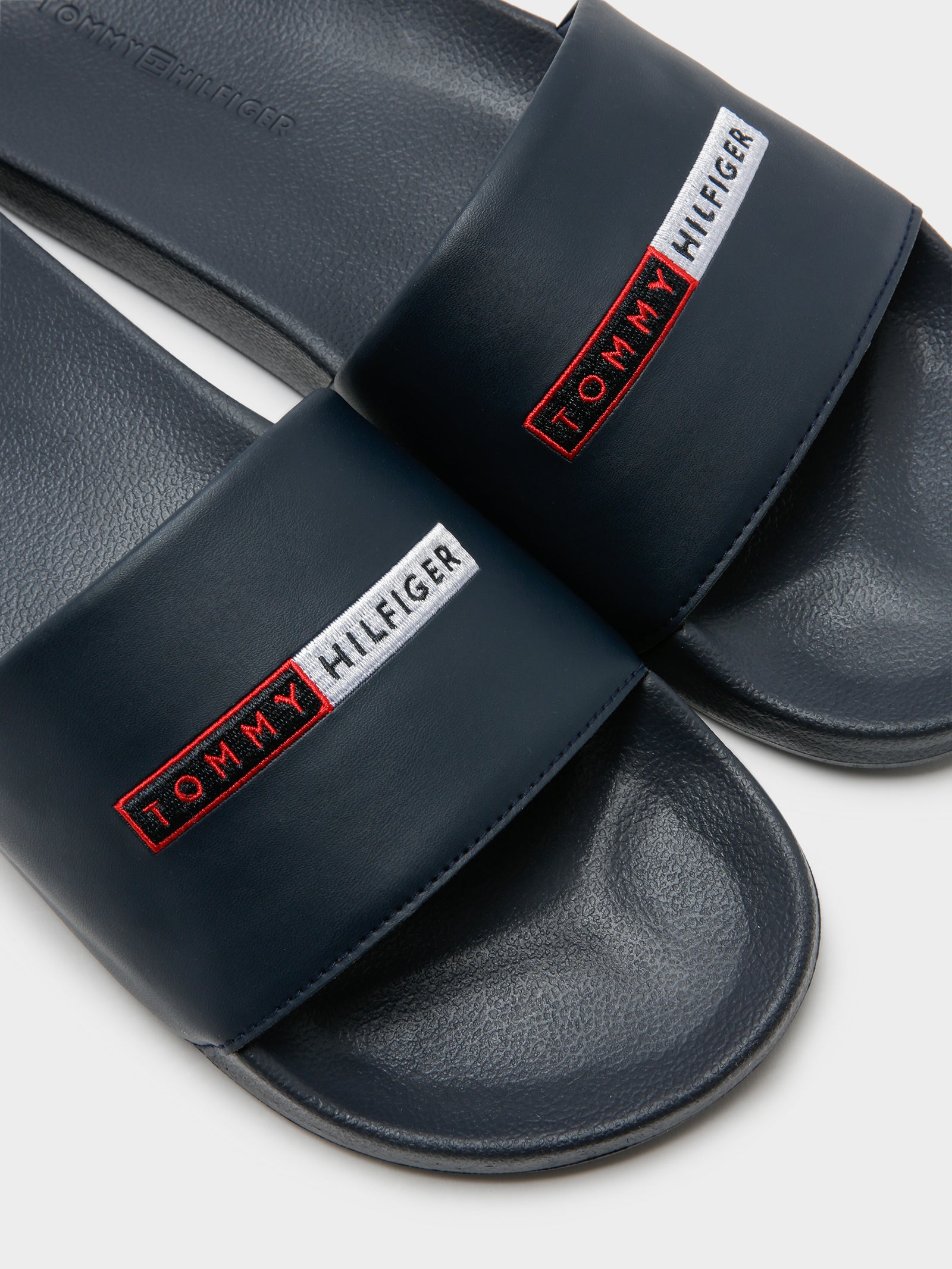 Mens Logo Embroidery Pool Slides