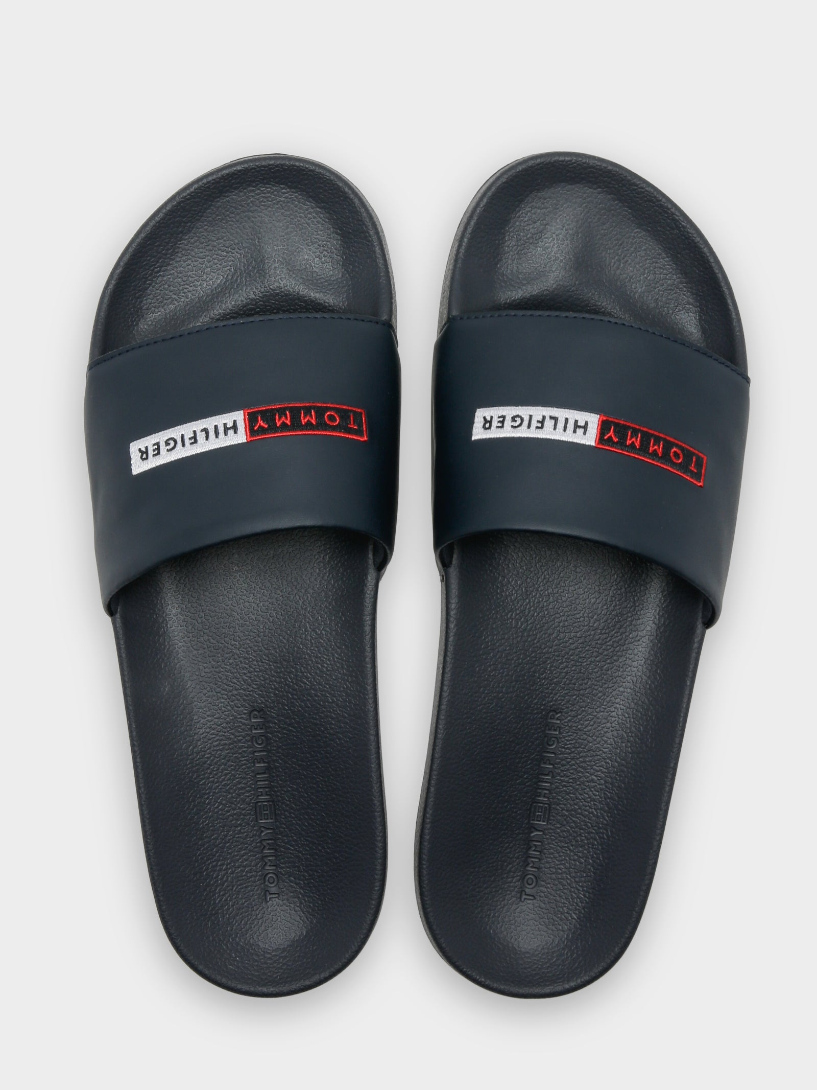 Mens Logo Embroidery Pool Slides