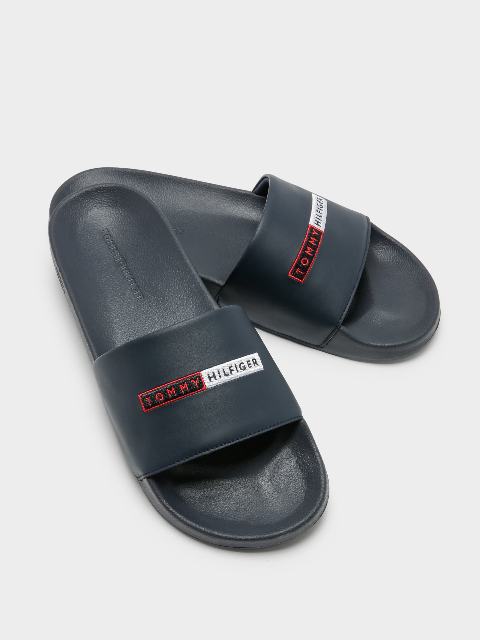 Mens Logo Embroidery Pool Slides
