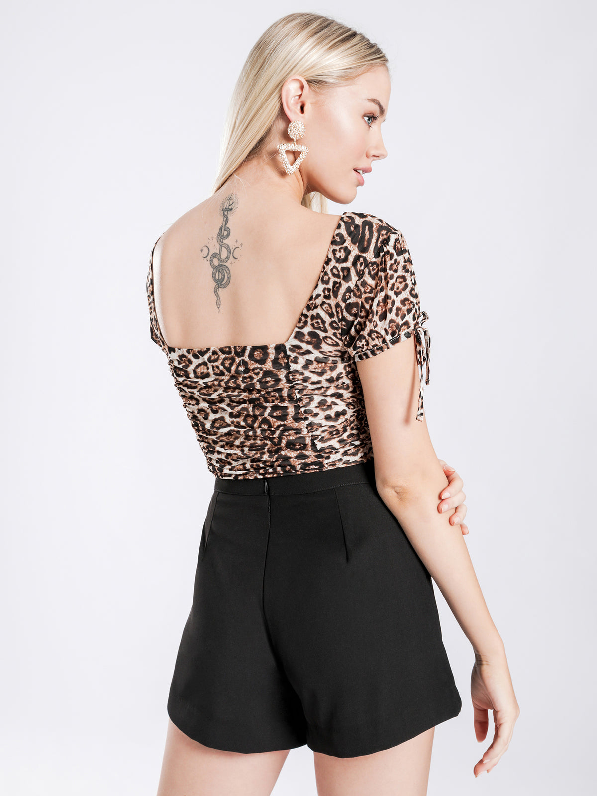 Deanna Gathered Top in Leopard