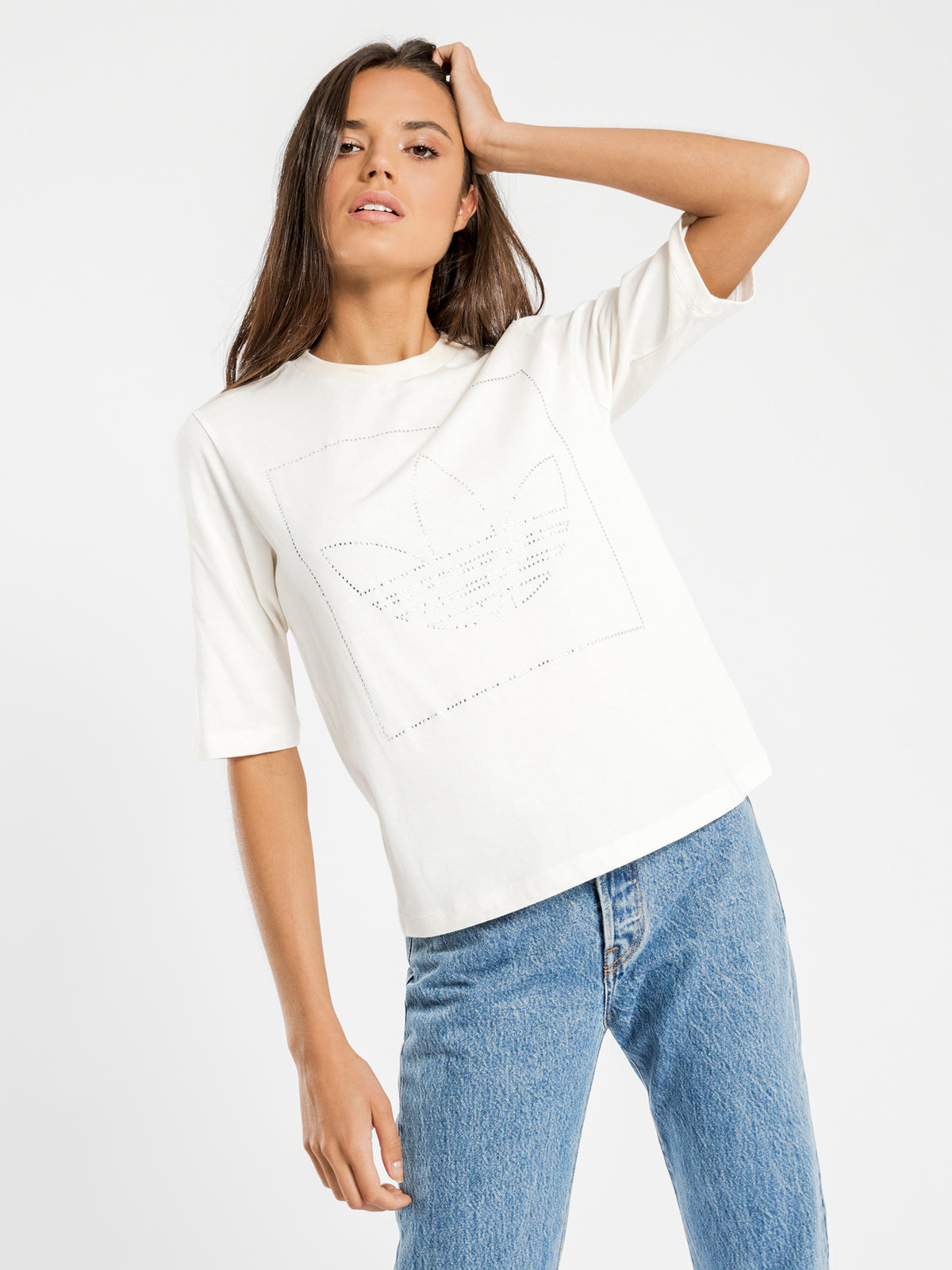 Large Trefoil T-Shirt in Chalk White